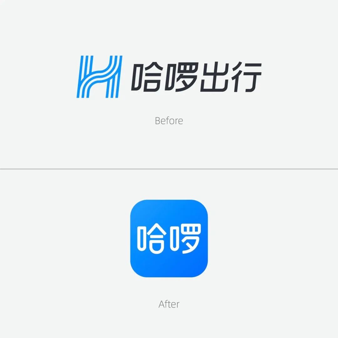 哈啰新旧LOGO设计对比